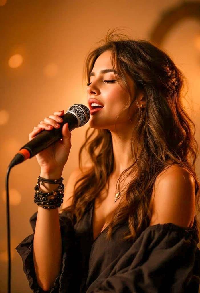 A vocalist expressing deep emotion during live classical vocal training